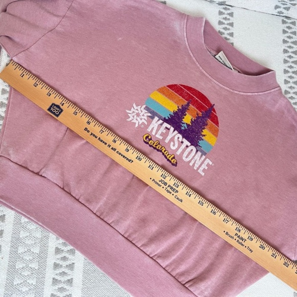 Techstyles Sweatshirt Keystone Travelcore Rainbow Sunset Graphic‎ Women's Pink - Picture 8 of 9